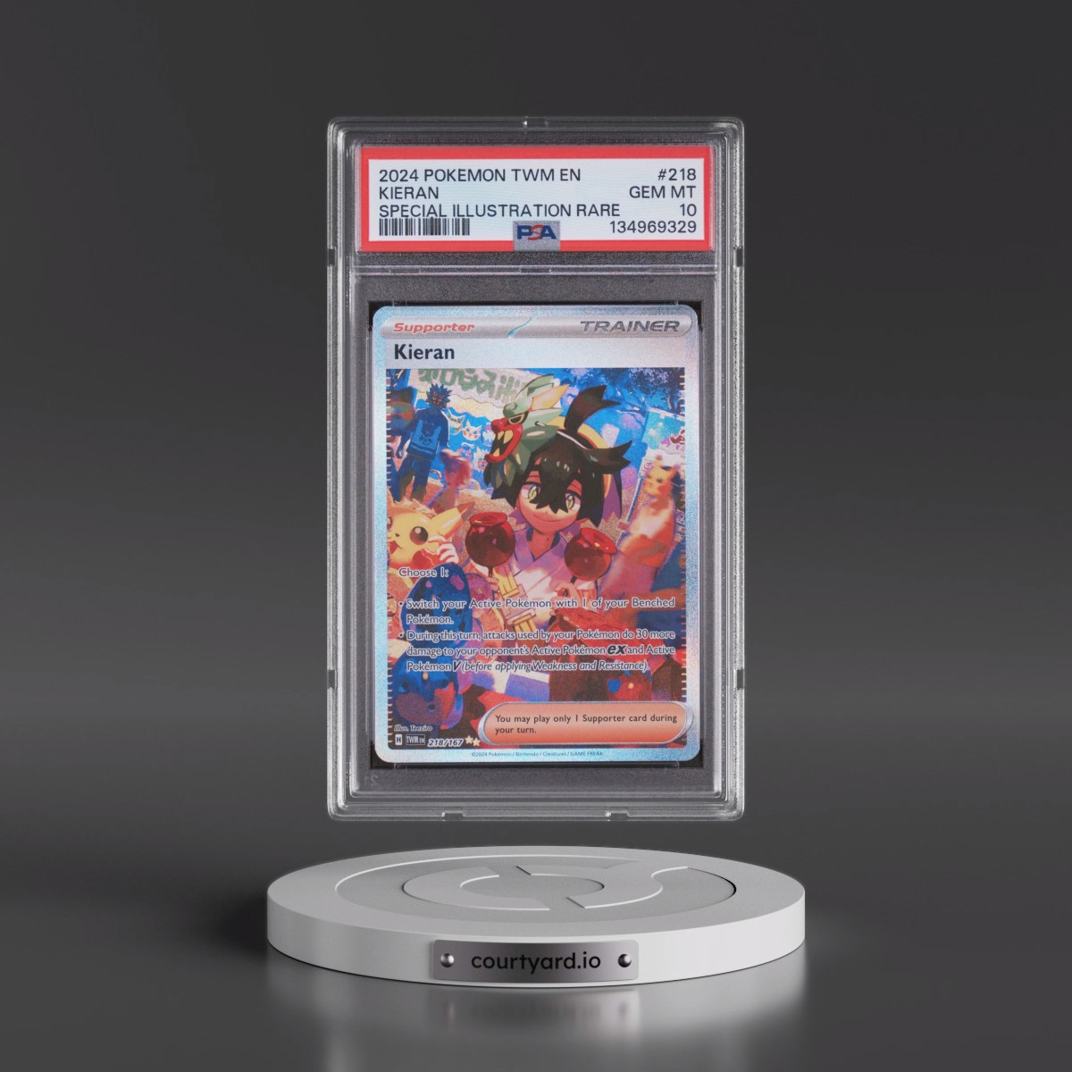 2024 Pokémon Twm EN-Twilight Masquerade #218 Kieran - Special Illustration Rare (PSA 10 GEM MINT)