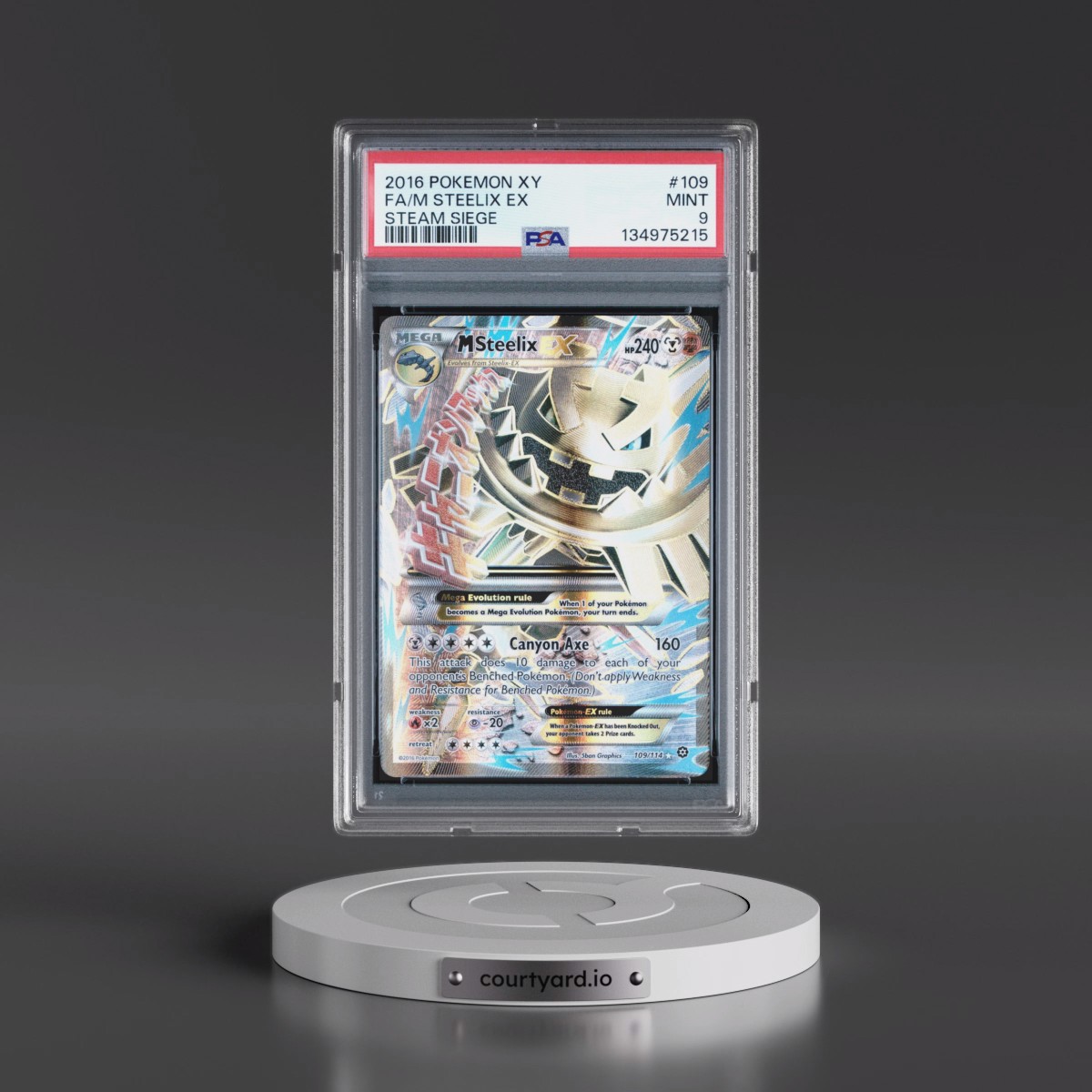 2016 Pokémon XY Steam Siege #109 M Steelix EX - Holo Full Art (PSA 9 MINT)