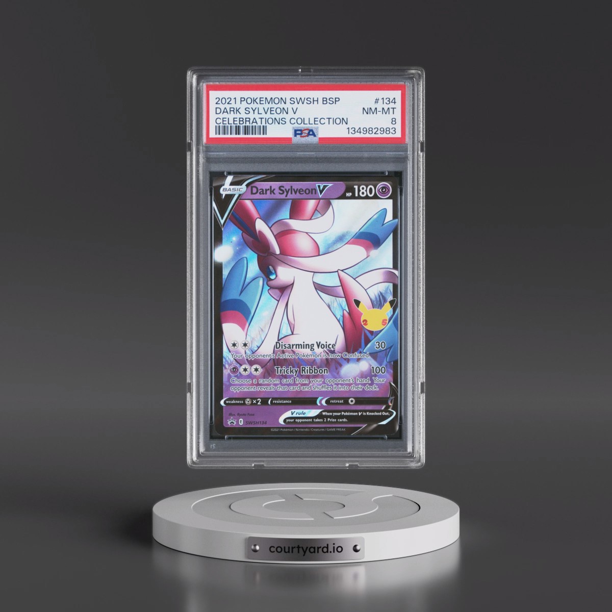 2021 Pokémon Swsh Black Star Promo #134 Dark Sylveon V - Holo Celebrations Collection (PSA 8 NM-MT)