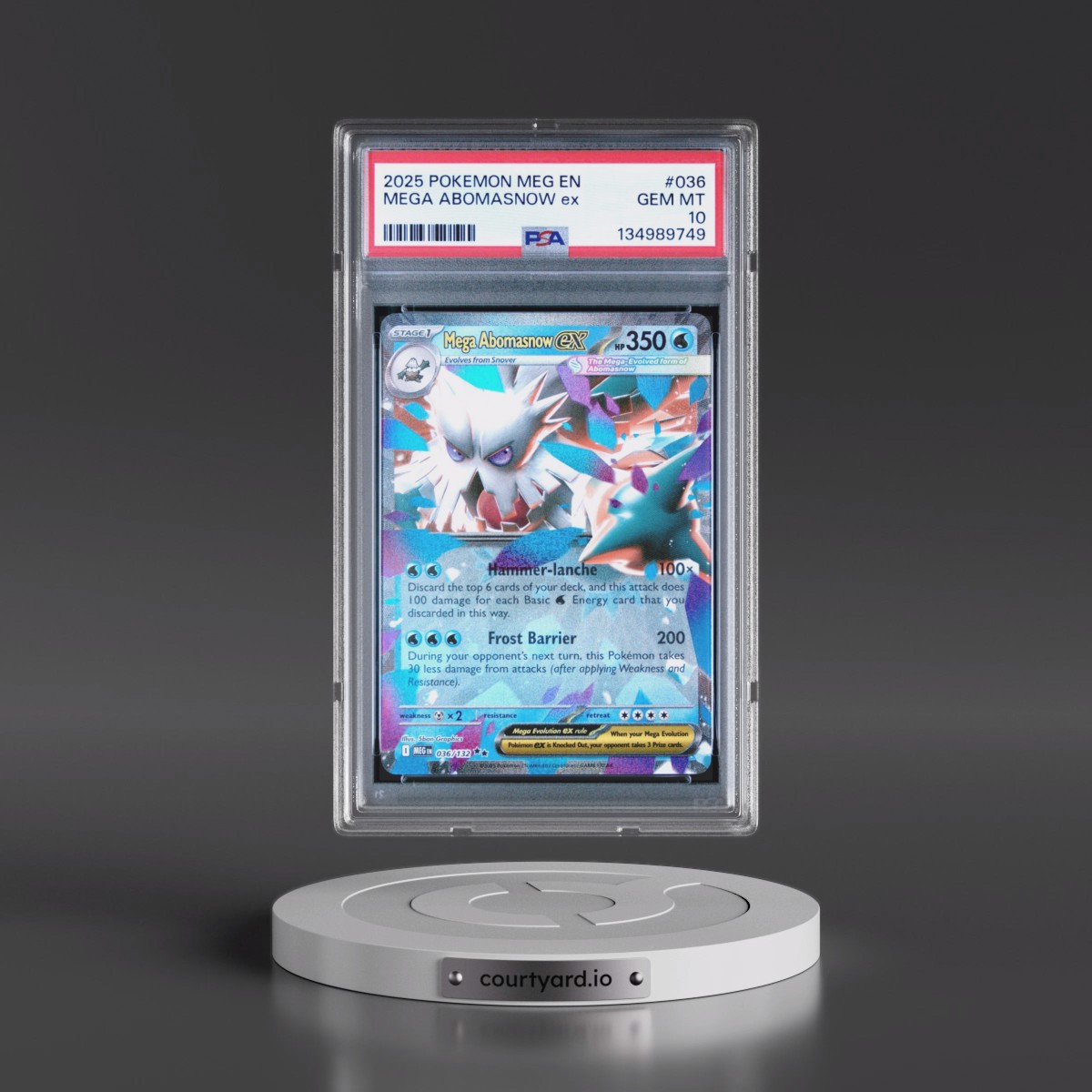 2025 Pokémon Meg EN-Mega Evolution #036 Mega Abomasnow EX - Holo (PSA 10 GEM MINT)