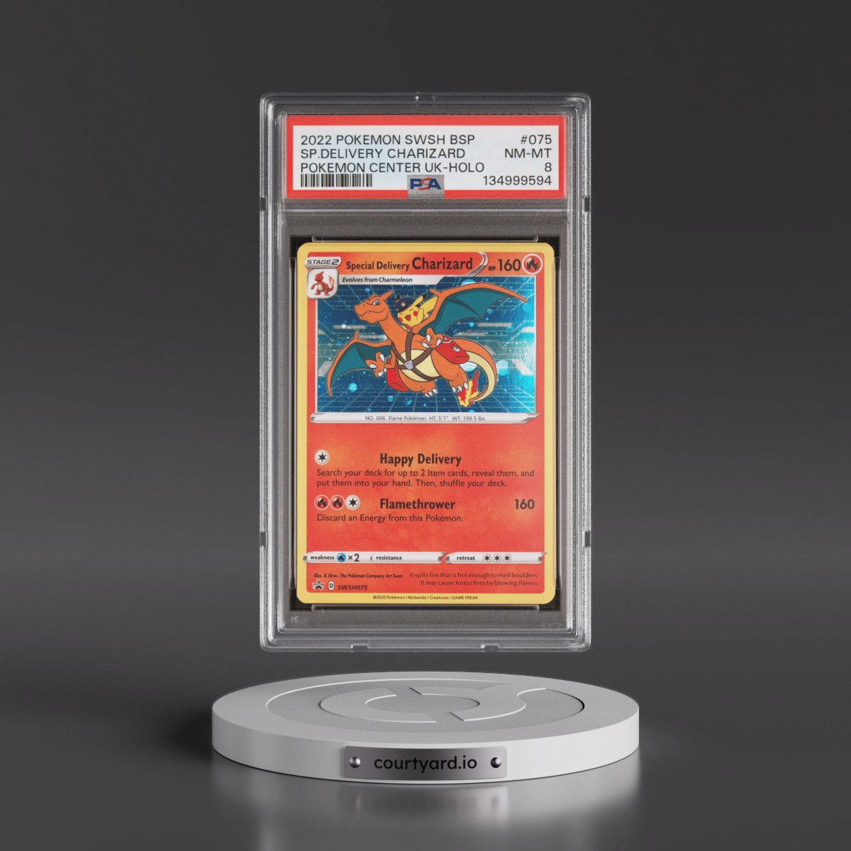 2022 Pokémon Swsh Black Star Promo #075 Special Delivery Charizard - Holo Pokemon Center United Kingdom (PSA 8 NM-MT)