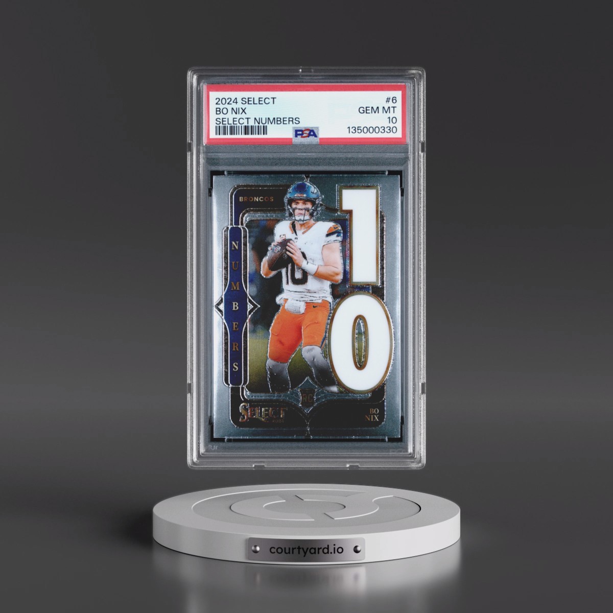 2024 Panini Select Select Numbers #6 Bo Nix (PSA 10 GEM MINT)
