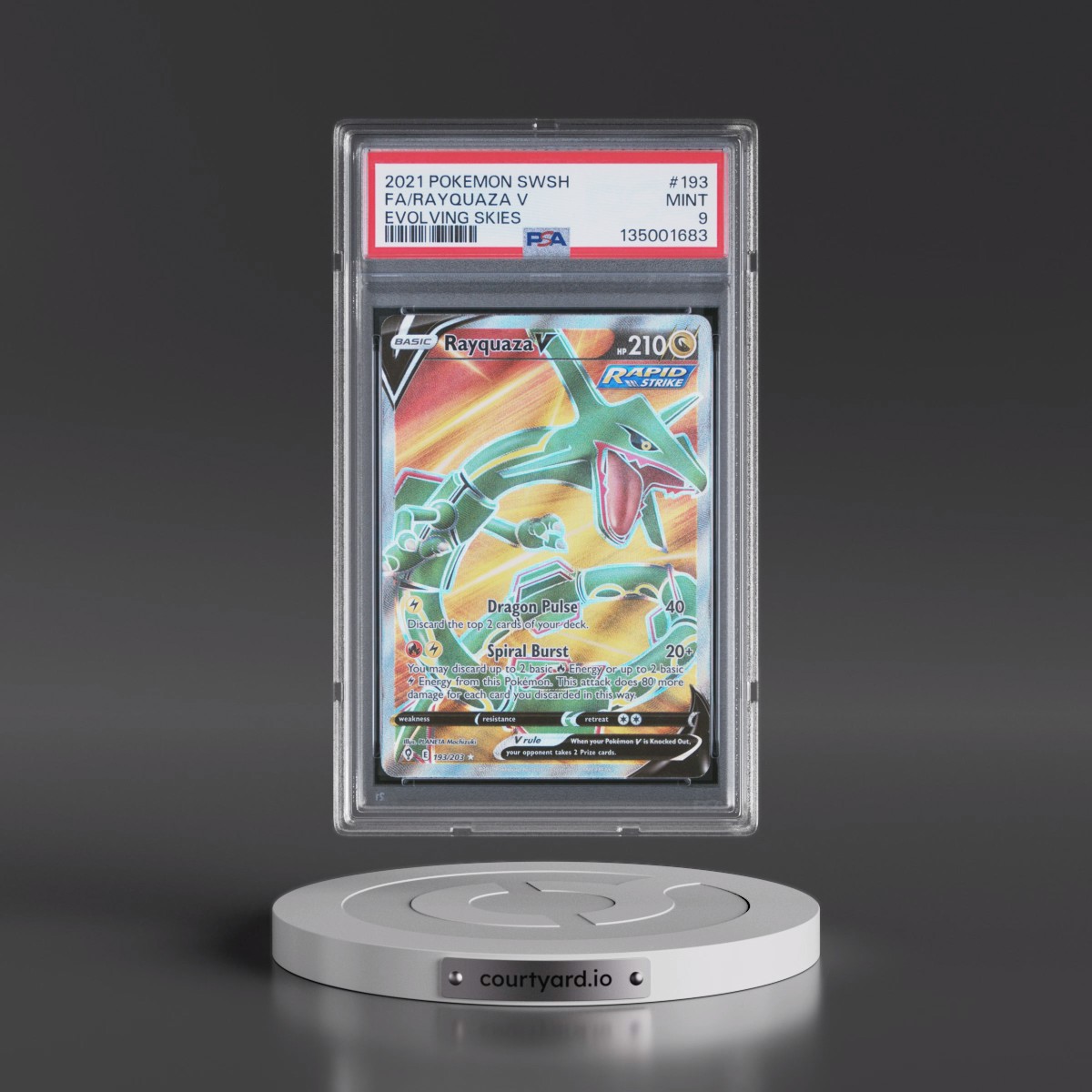 2021 Pokémon Sword & Shield Evolving Skies #193 Rayquaza V - Holo Full Art (PSA 9 MINT)