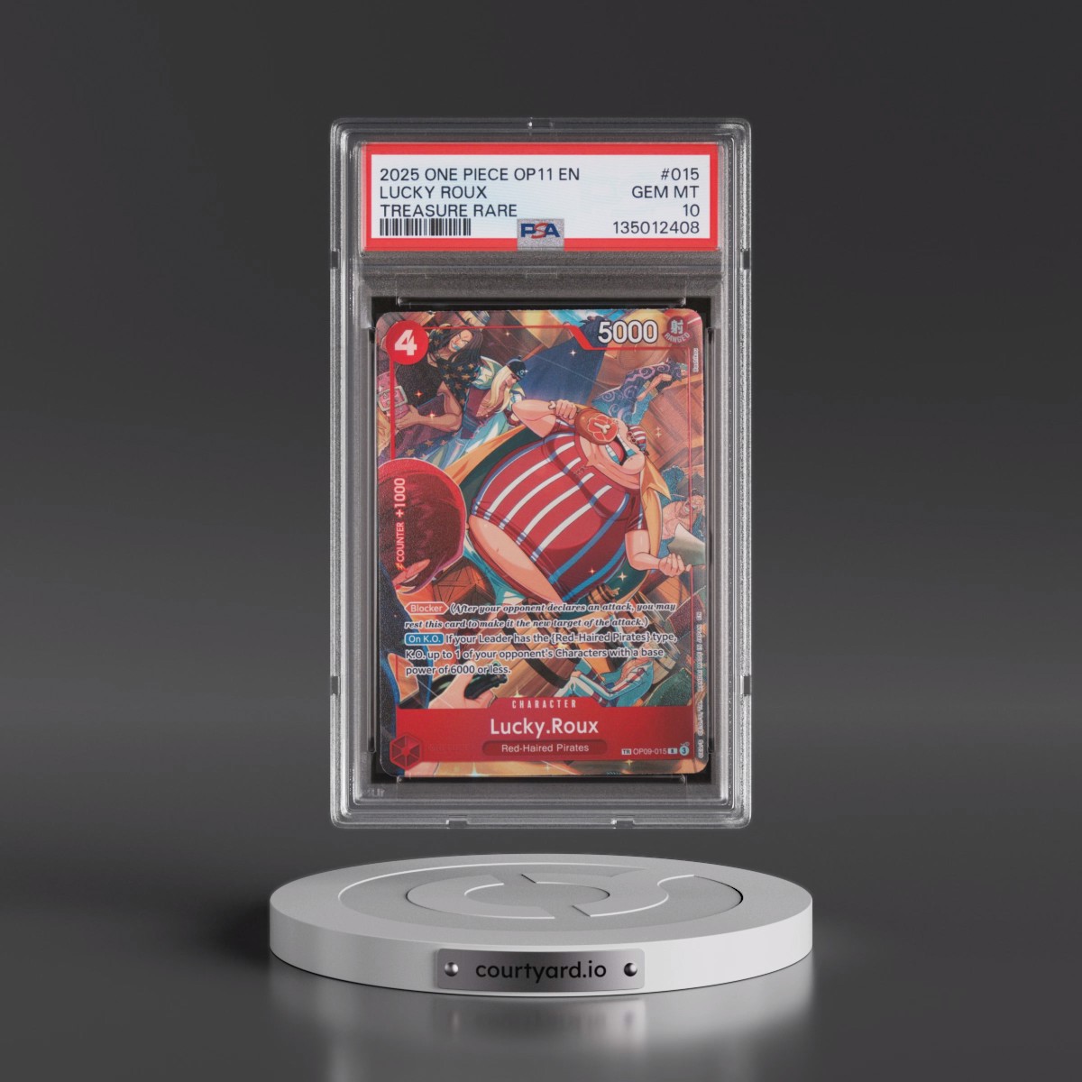 2025 One Piece OP11-A Fist of Divine Speed #015 Lucky Roux - Treasure Rare (PSA 10 GEM MINT)