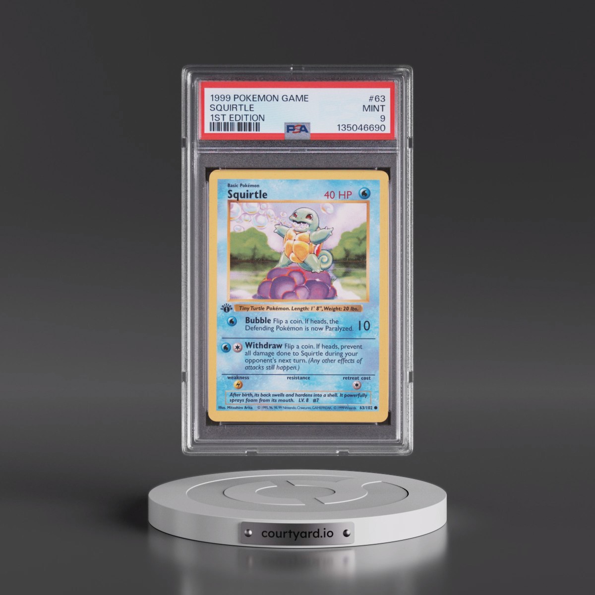 1999 Pokémon Game #63 Squirtle - 1st Edition (PSA 9 MINT)