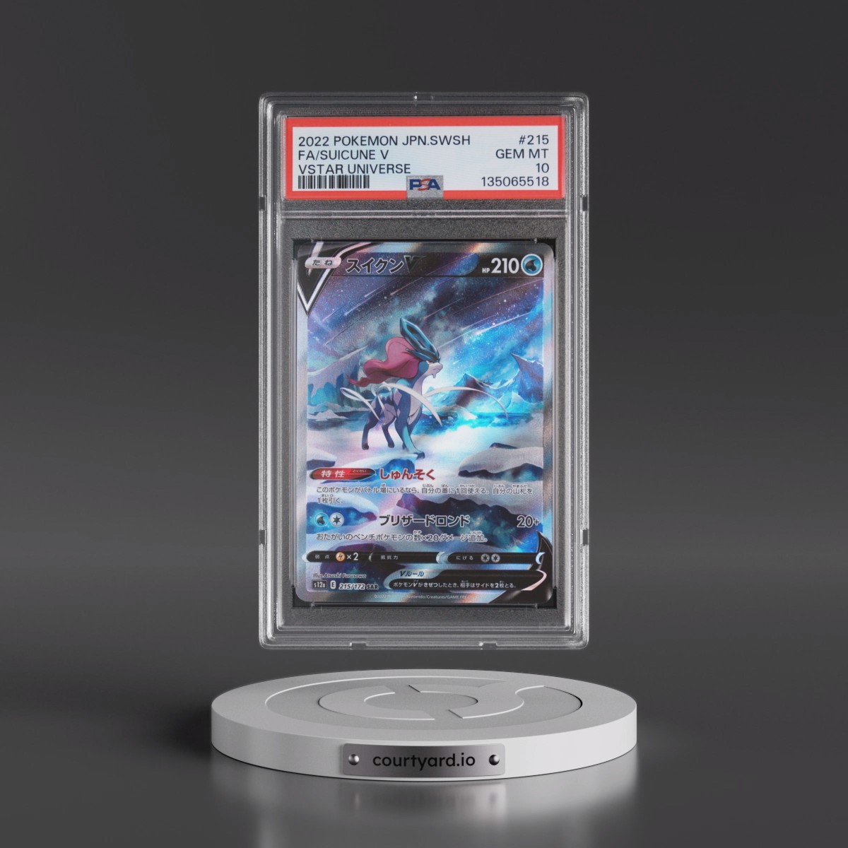 2022 Pokémon Sword & Shield Vstar Universe #215 Suicune V - Holo Full Art (PSA 10 GEM MINT)