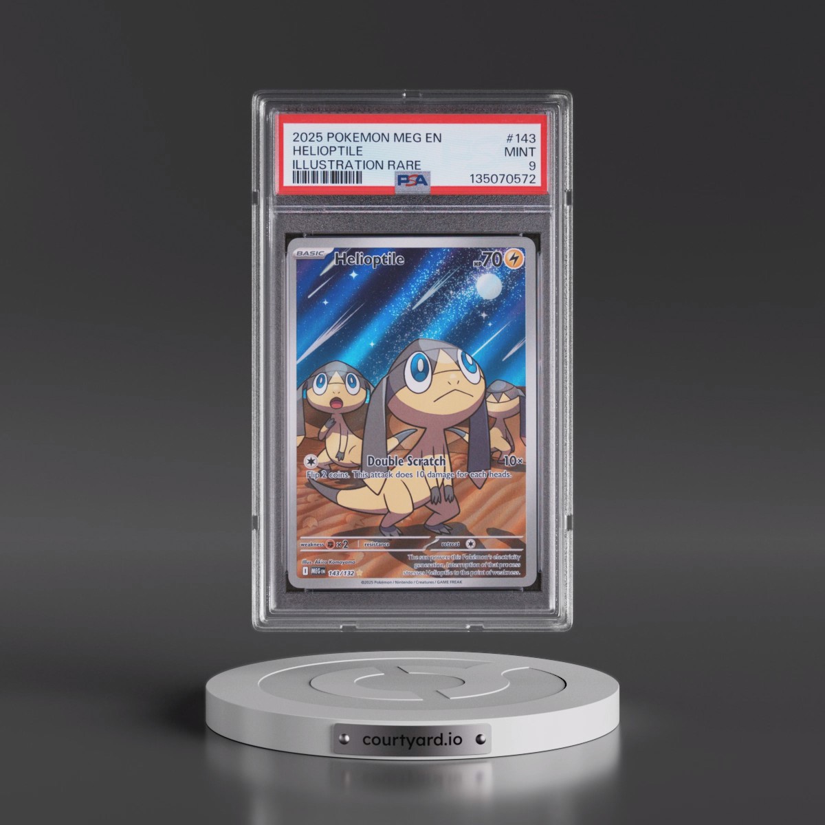 2025 Pokémon Meg EN-Mega Evolution #143 Helioptile - Illustration Rare (PSA 9 MINT)