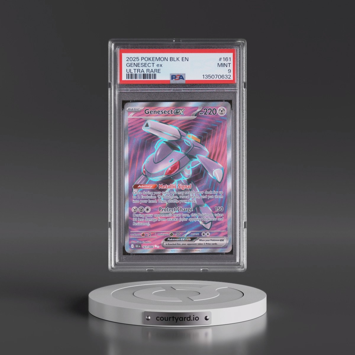 2025 Pokémon Blk EN-Black Bolt #161 Genesect EX - Holo Ultra Rare (PSA 9 MINT)
