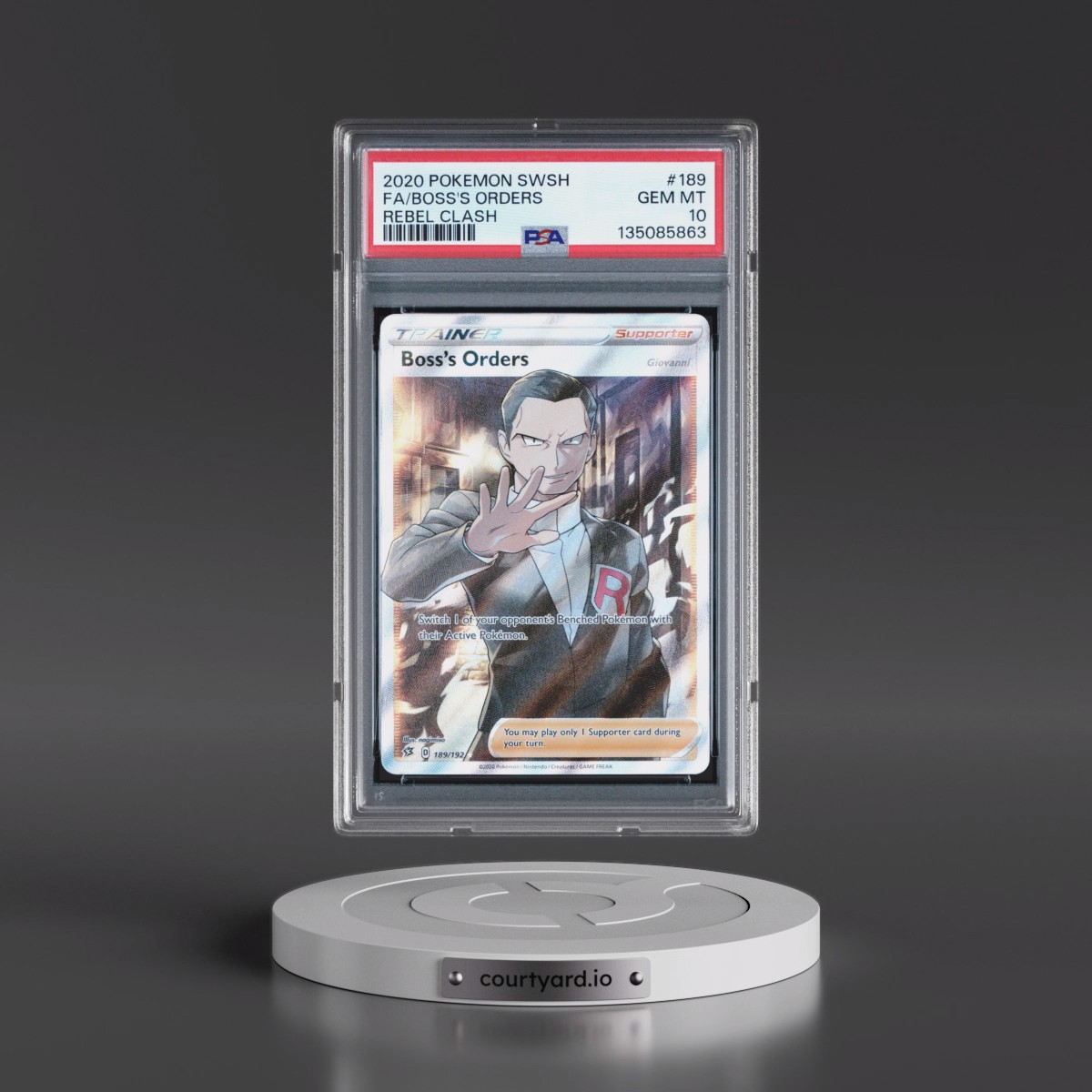 2020 Pokémon Sword & Shield Rebel Clash #189 Boss's Orders - Full Art (PSA 10 GEM MINT)