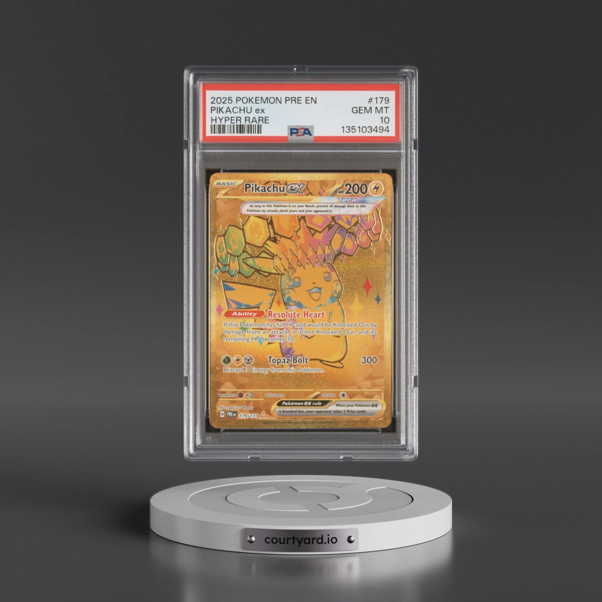 2025 Pokémon Pre EN-Prismatic Evolutions #179 Pikachu EX - Holo Hyper Rare (PSA 10 GEM MINT)