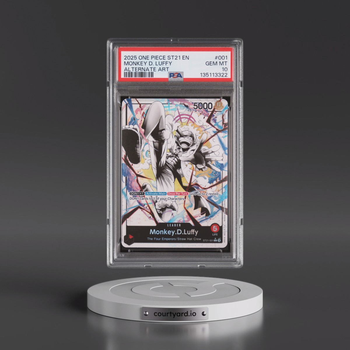 2025 One Piece Starter Deck ST21-EX Gear 5 Monkey D. Luffy - Alternate Art #001 PSA 10