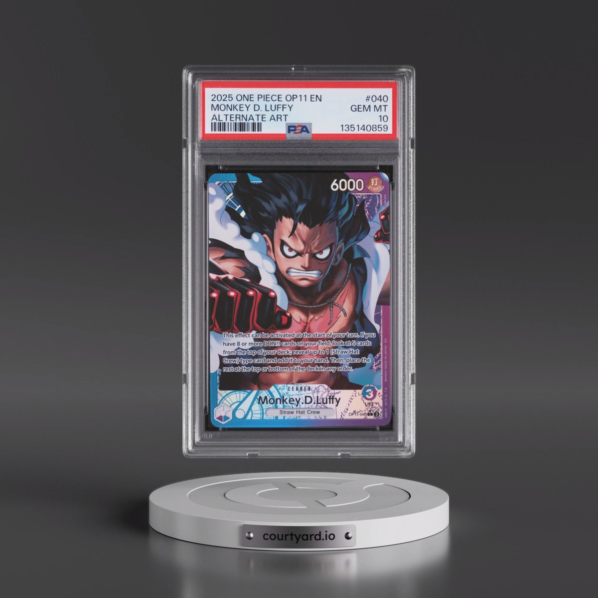 2025 One Piece OP11-A Fist of Divine Speed #040 Monkey D. Luffy - Alternate Art (PSA 10 GEM MINT)