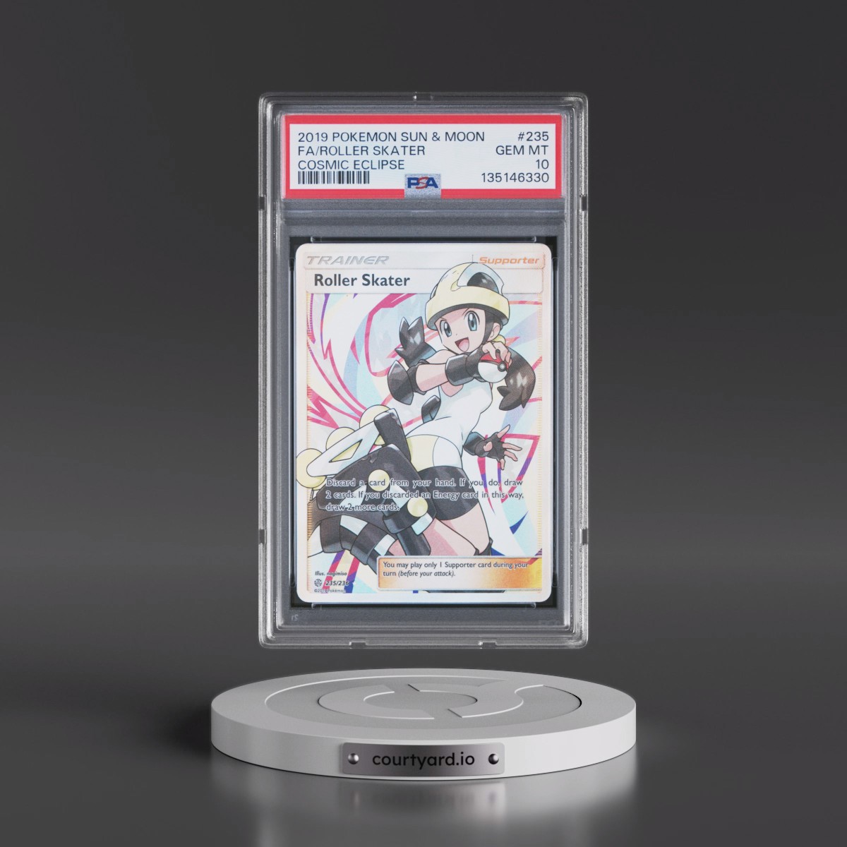 2019 Pokémon Sun & Moon Cosmic Eclipse #235 Rollerskater - Full Art (PSA 10 GEM MINT)