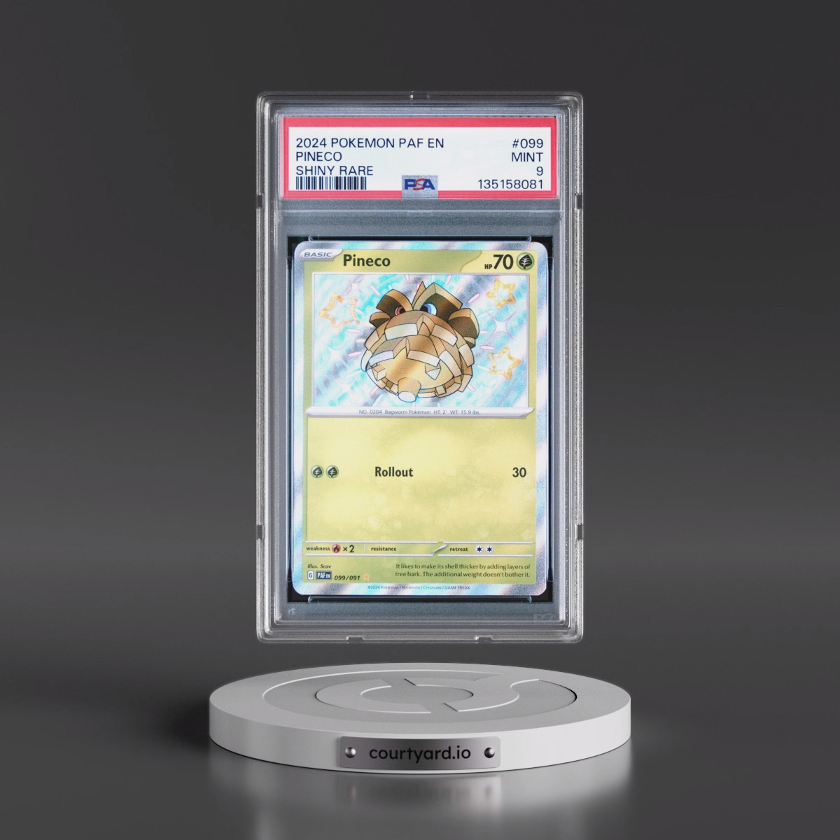 2024 Pokémon Paf EN-Paldean Fates #099 Pineco - Shiny Rare (PSA 9 MINT)