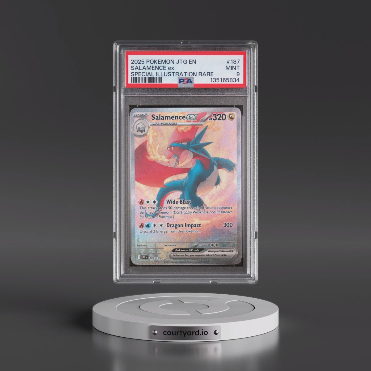 2025 Pokémon Jtg EN-Journey Together #187 Salamence EX - Holo Special Illustration Rare (PSA 9 MINT)