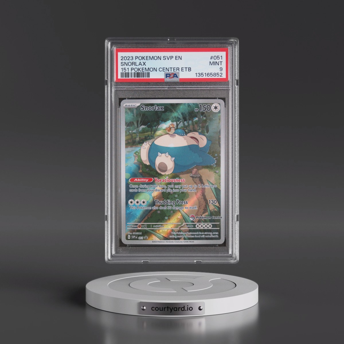 2023 Pokémon Svp EN-SV Black Star Promo #051 Snorlax - 151 Pokemon Center Elite Trainer Box (PSA 9 MINT)