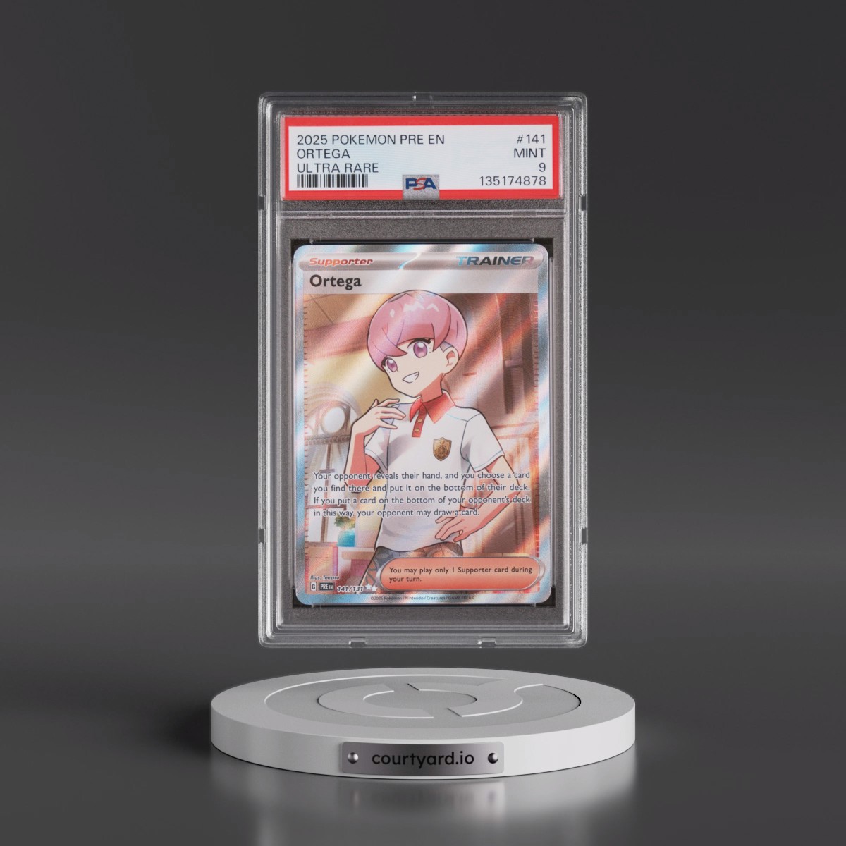 2025 Pokémon Pre EN-Prismatic Evolutions #141 Ortega - Ultra Rare (PSA 9 MINT)
