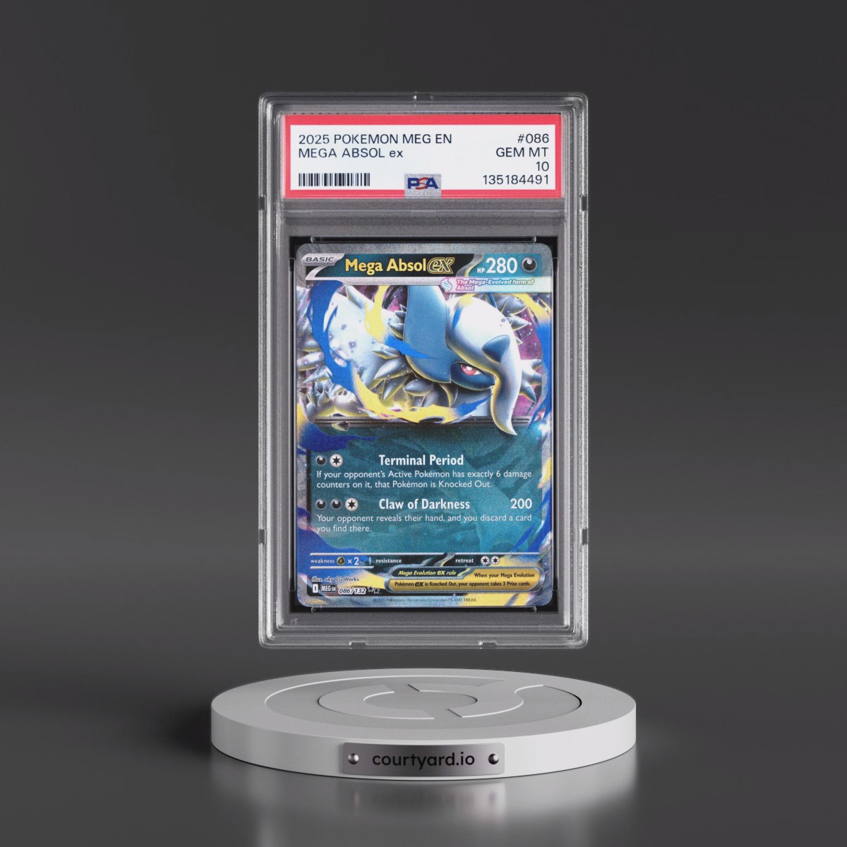 2025 Pokémon Meg EN-Mega Evolution #086 Mega Absol EX - Holo (PSA 10 GEM MINT)