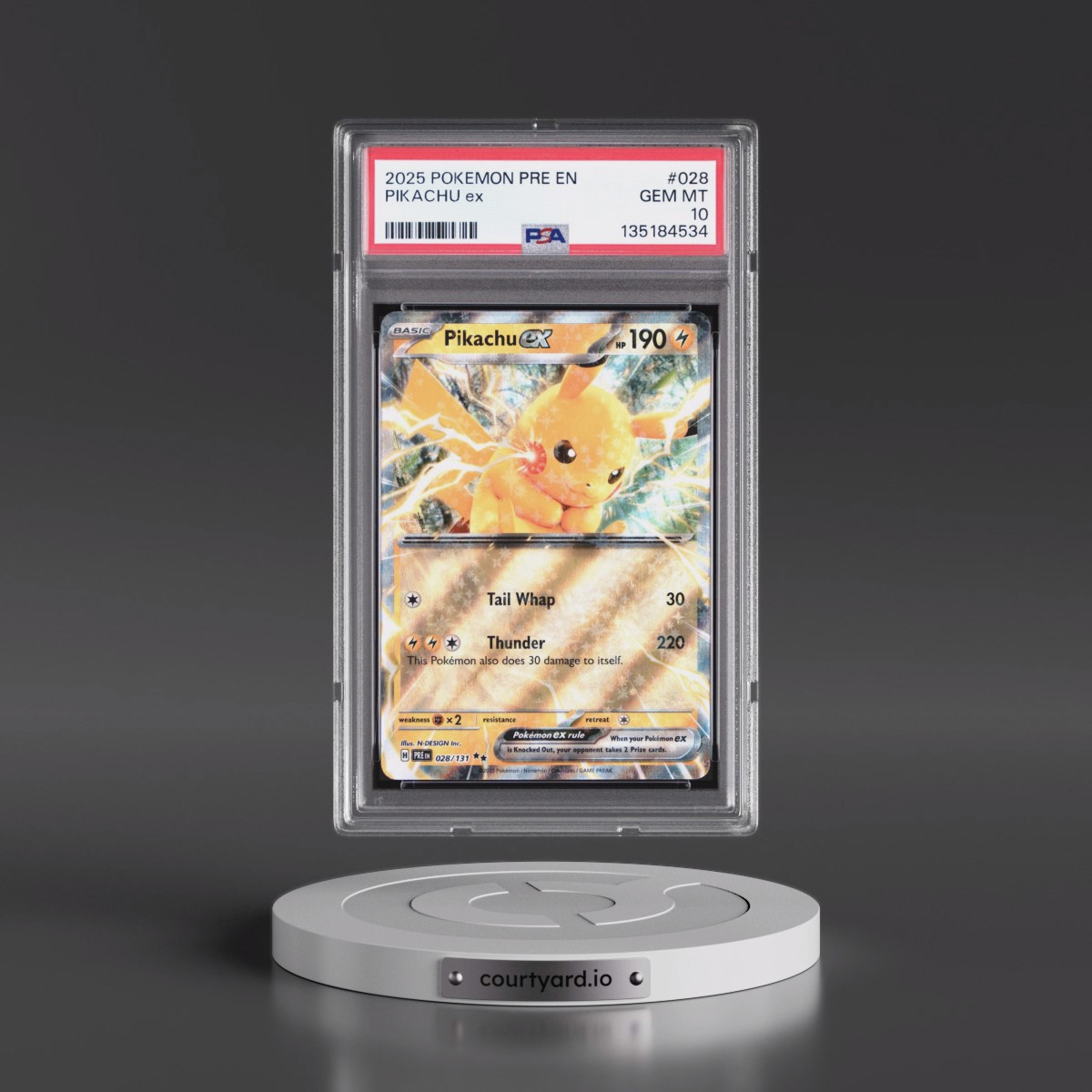 2025 Pokémon Pre EN-Prismatic Evolutions #028 Pikachu EX - Holo (PSA 10 GEM MINT)