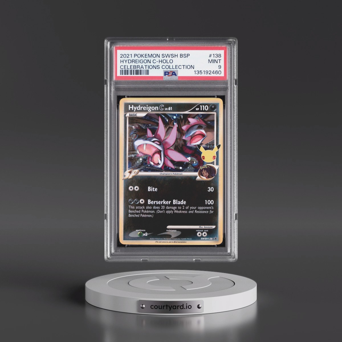 2021 Pokémon Swsh Black Star Promo #138 Hydreigon C - Holo Celebrations Collection (PSA 9 MINT)
