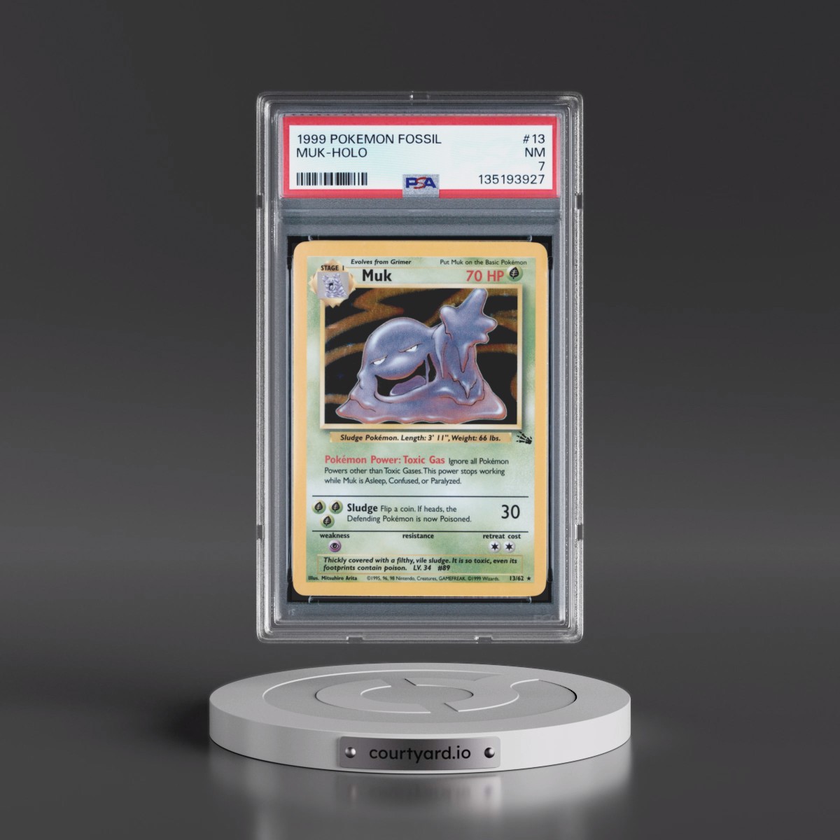 1999 Pokémon Fossil #13 Muk - Holo (PSA 7 NM)
