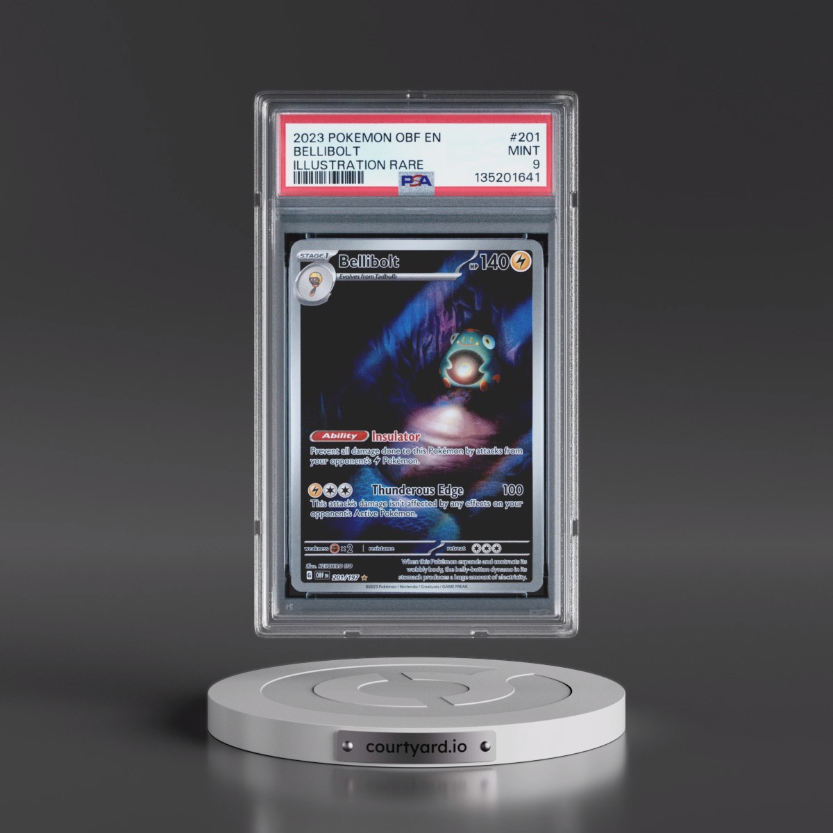 2023 Pokémon Obf EN-Obsidian Flames #201 Bellibolt - Illustration Rare (PSA 9 MINT)