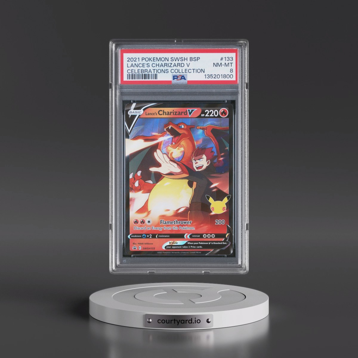 2021 Pokémon Swsh Black Star Promo #133 Lance's Charizard V - Holo Celebrations Collection (PSA 8 NM-MT)