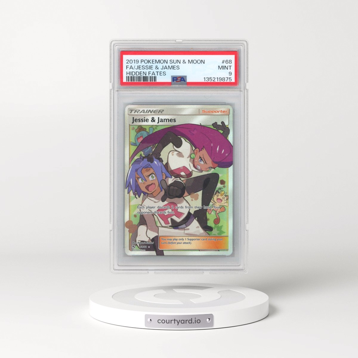 2019 Pokémon Sun & Moon Hidden Fates #68 Jessie & James - Full Art (PSA 9 MINT)