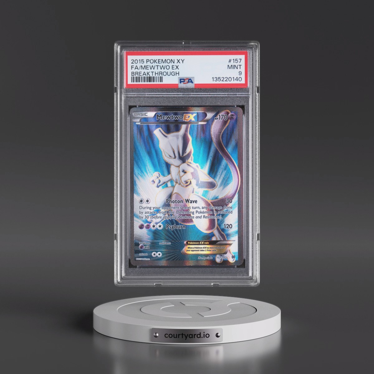 2015 Pokémon XY Breakthrough #157 Mewtwo EX - Holo Full Art (PSA 9 MINT)