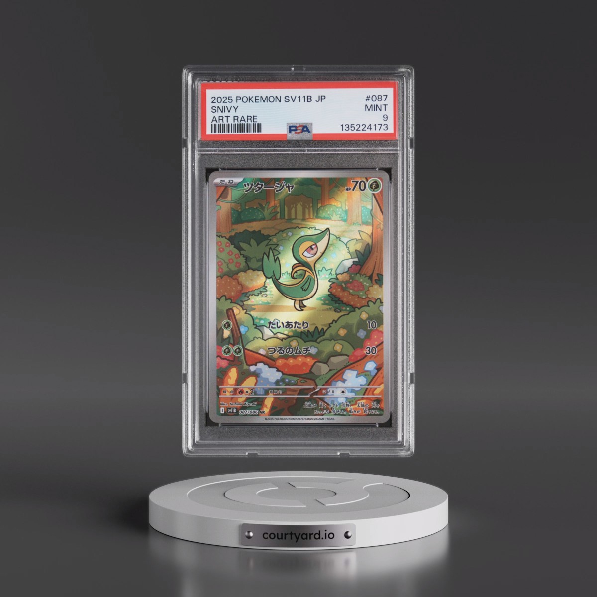 2025 Pokémon Sv11b-Black Bolt #087 Snivy - Art Rare (PSA 9 MINT)