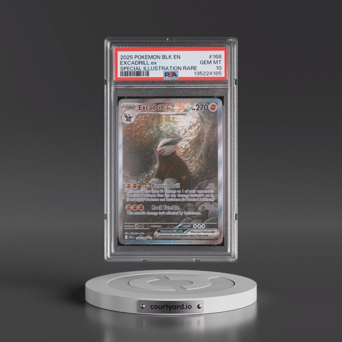 2025 Pokémon Blk EN-Black Bolt #168 Excadrill EX - Holo Special Illustration Rare (PSA 10 GEM MINT)