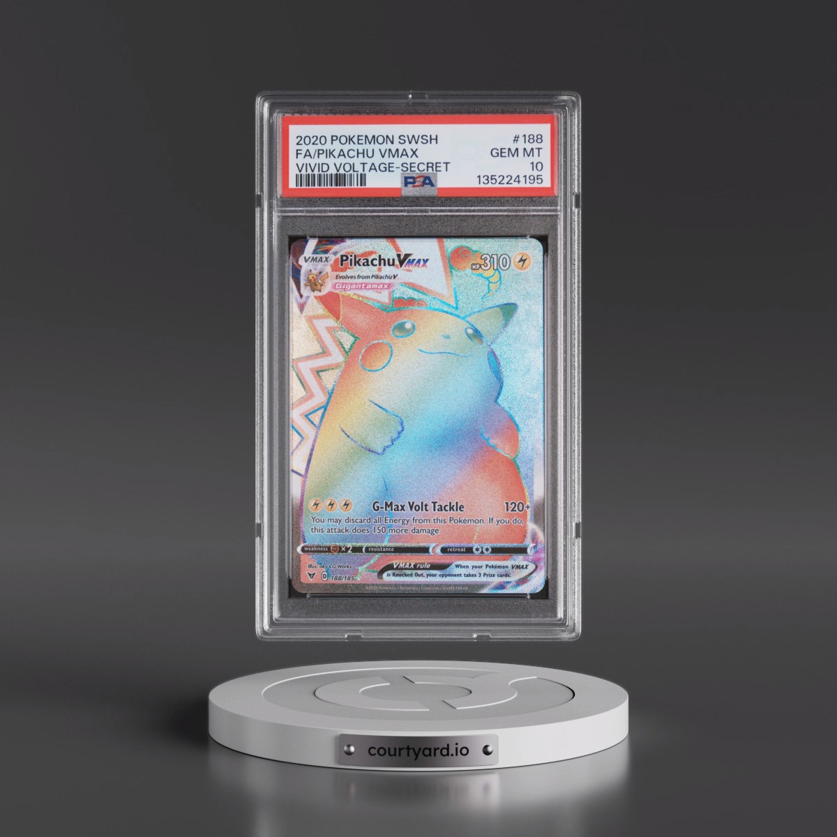 2020 Pokémon Sword & Shield Vivid Voltage #188 Pikachu Vmax - Full Art Secret (PSA 10 GEM MINT)