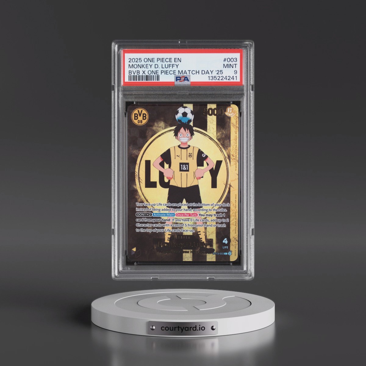 2025 One Piece Promos #003 Monkey D. Luffy - Bvb X One Piece Match Day 2025 (PSA 9 MINT)