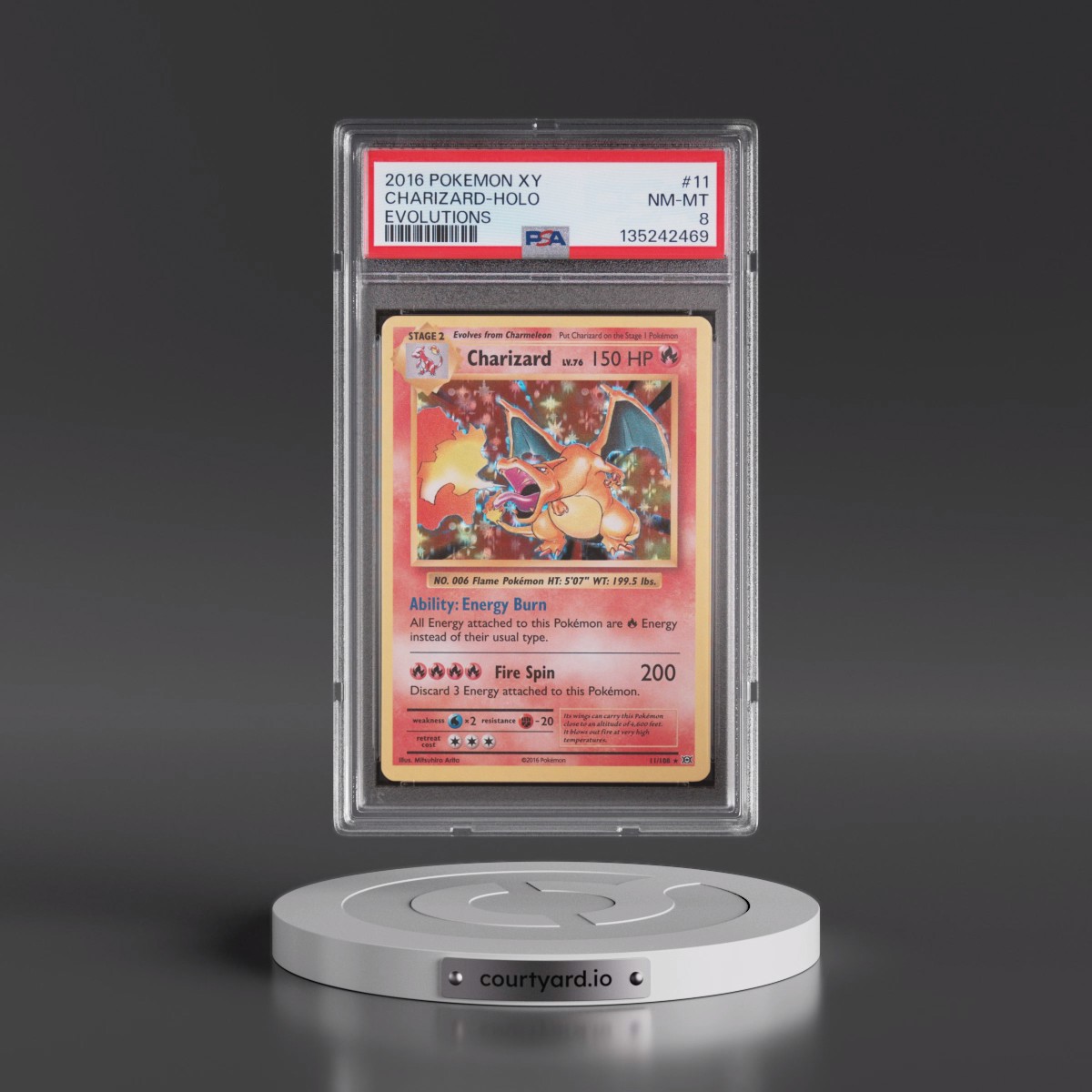 2016 Pokémon XY Evolutions #11 Charizard - Holo (PSA 8 NM-MT)