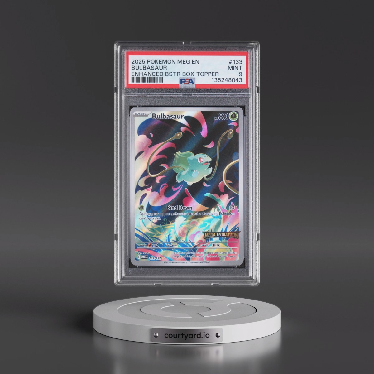 2025 Pokémon Meg EN-Mega Evolution #133 Bulbasaur - Enhanced Booster Box Topper (PSA 9 MINT)