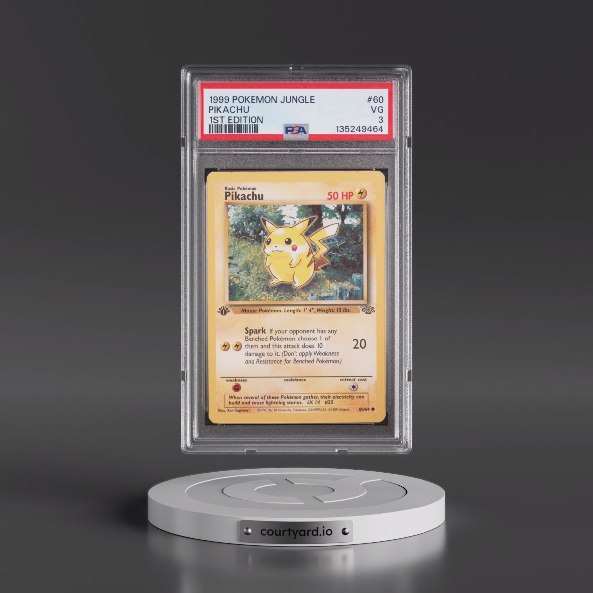 1999 Pokémon Jungle #60 Pikachu - 1st Edition (PSA 3 VG)