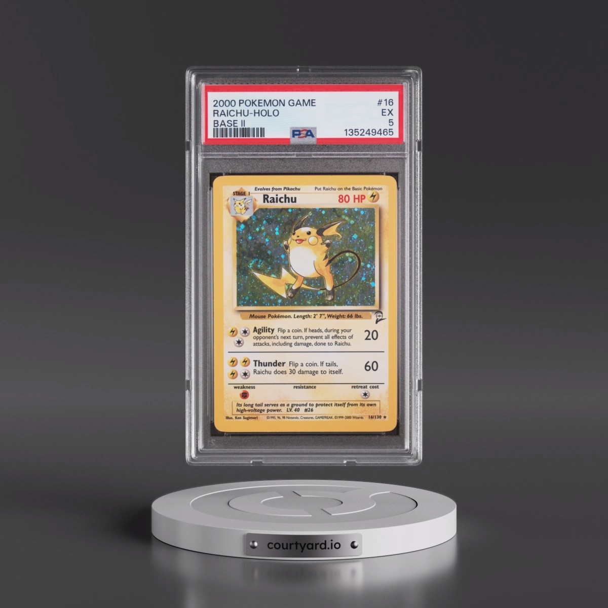 2000 Pokémon Game Base II Raichu - Holo #16 PSA 5