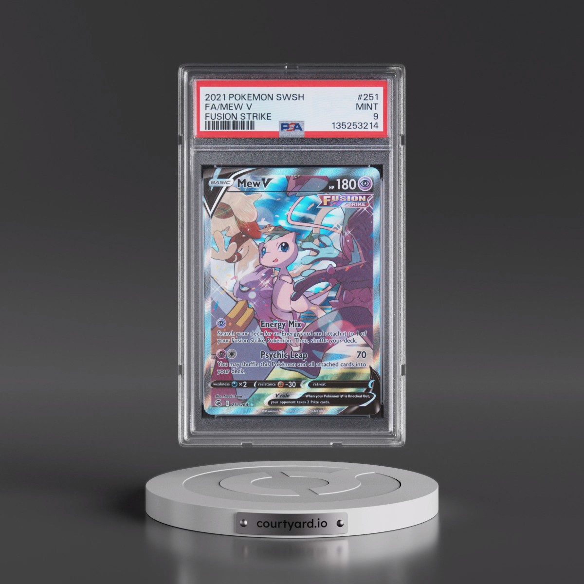 2021 Pokémon Sword & Shield Fusion Strike #251 Mew V - Holo Full Art (PSA 9 MINT)