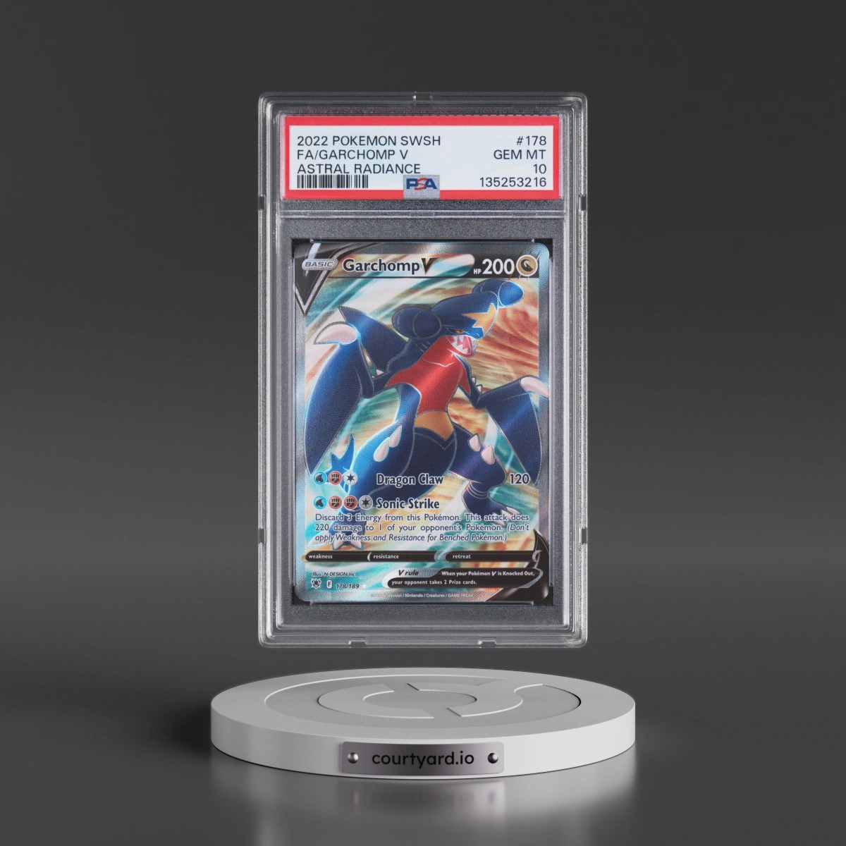 2022 Pokémon Sword & Shield Astral Radiance #178 Garchomp V - Holo Full Art (PSA 10 GEM MINT)