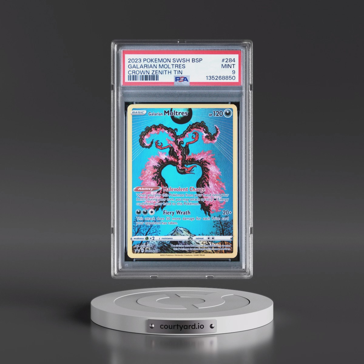 2023 Pokémon Swsh Black Star Promo #284 Galarian Moltres - Crown Zenith Tins (PSA 9 MINT)