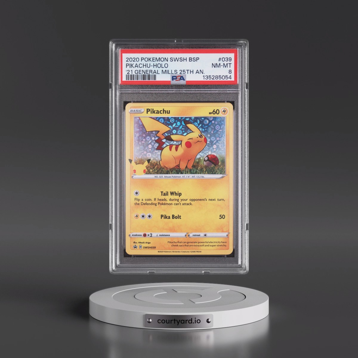 2020 Pokémon Swsh Black Star Promo #039 Pikachu - Holo 2021 General Mills 25th Anniversary (PSA 8 NM-MT)