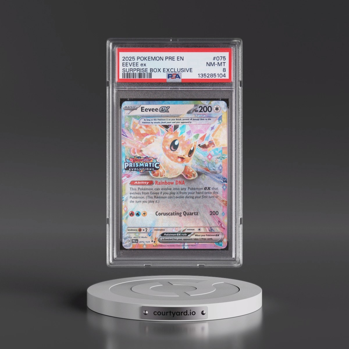 2025 Pokémon Pre EN-Prismatic Evolutions #075 Eevee EX - Holo Surprise Box Exclusive (PSA 8 NM-MT)