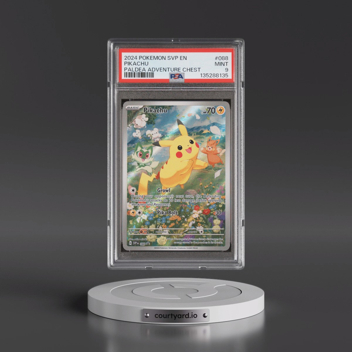 2024 Pokémon Svp EN-SV Black Star Promo #088 Pikachu - Paldea Adventure Chest (PSA 9 MINT)