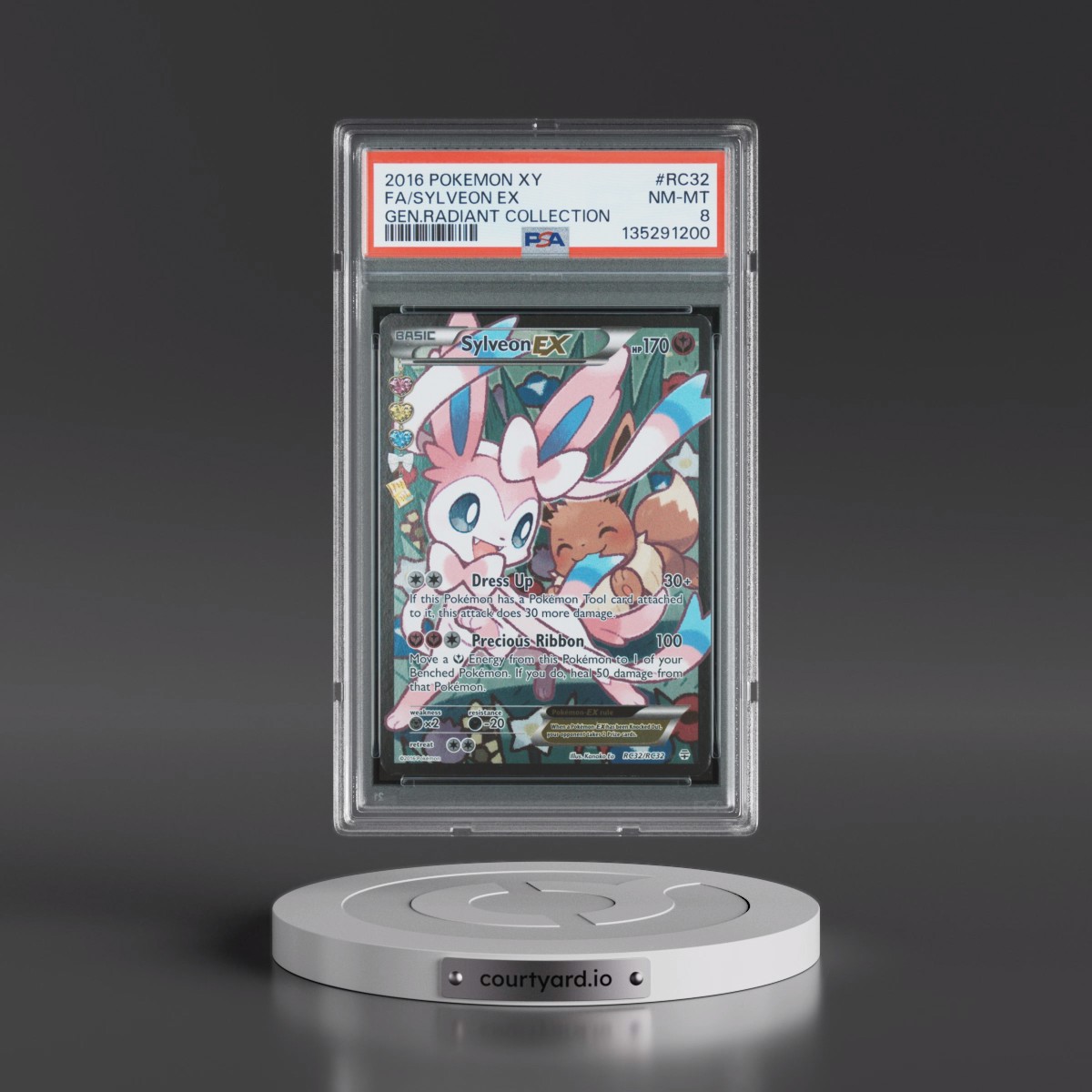 2016 Pokémon XY Generations Radiant Collection #RC32 Sylveon EX - Holo Full Art (PSA 8 NM-MT)