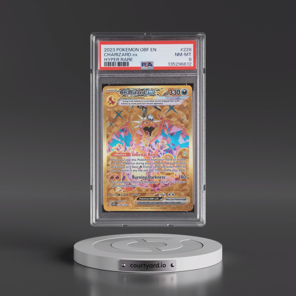 2023 Pokémon Obf EN-Obsidian Flames #228 Charizard EX - Holo Hyper Rare (PSA 8 NM-MT)