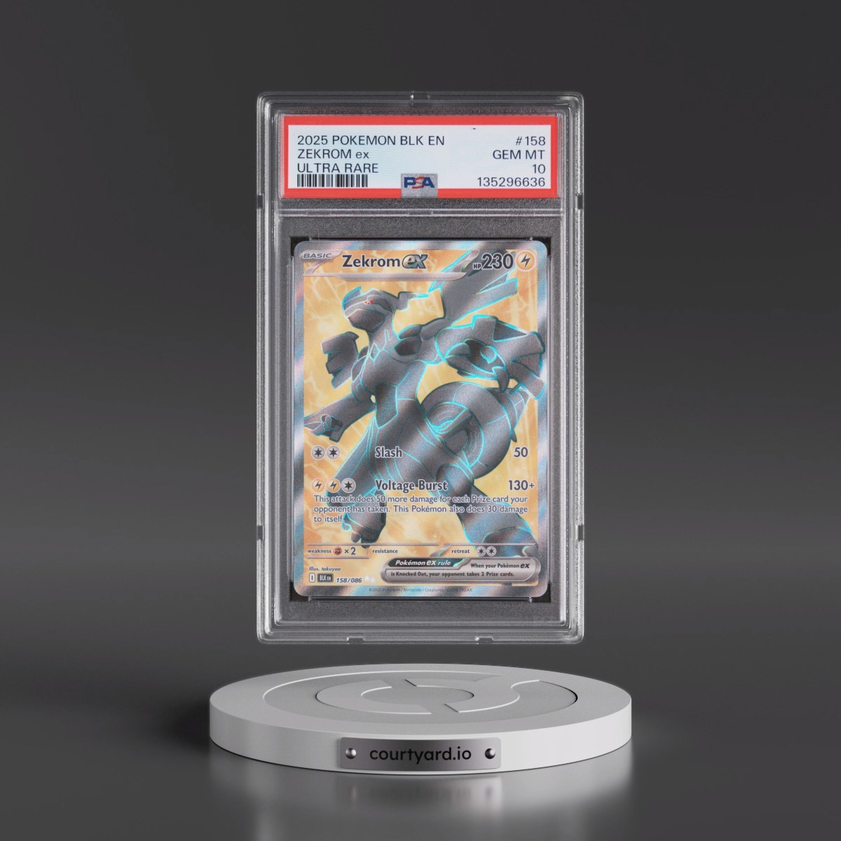 2025 Pokémon Blk EN-Black Bolt #158 Zekrom EX - Holo Ultra Rare (PSA 10 GEM MINT)