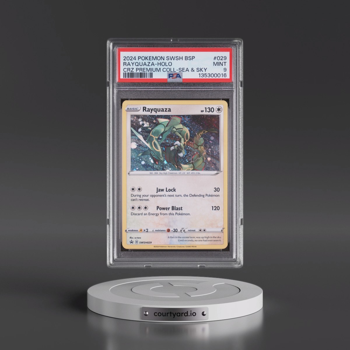2024 Pokémon Swsh Black Star Promo #029 Rayquaza - Holo Crown Zenith Premium Collection Sea & Sky (PSA 9 MINT)