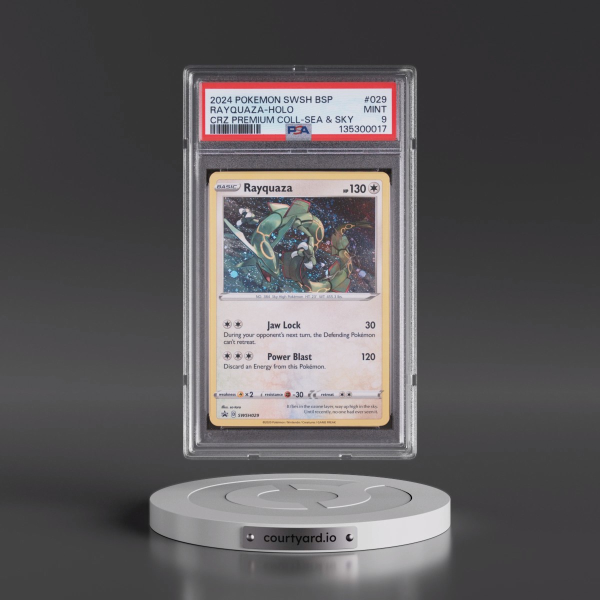 2024 Pokémon Swsh Black Star Promo #029 Rayquaza - Holo Crown Zenith Premium Collection Sea & Sky (PSA 9 MINT)