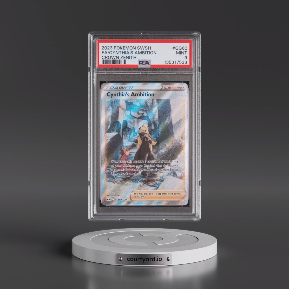 2023 Pokémon Sword and Shield Crown Zenith #GG60 Cynthia's Ambition - Full Art (PSA 9 MINT)