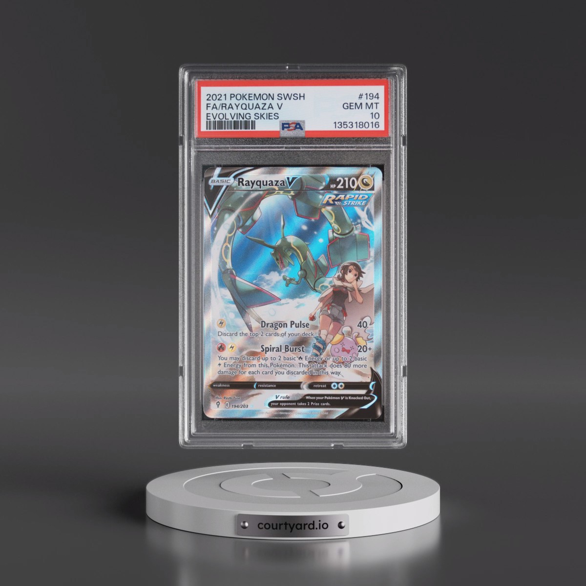 2021 Pokémon Sword & Shield Evolving Skies #194 Rayquaza V - Holo Full Art (PSA 10 GEM MINT)